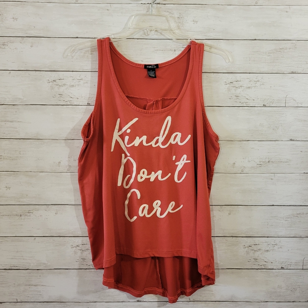 Rue 21 Kinda Don't Care Hi Low Tank Top Size Medium